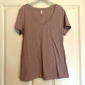 Taupe v neck T shirt